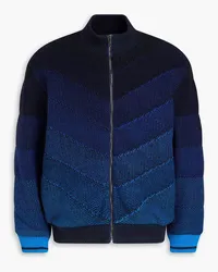 Missoni Gesteppte Bomberjacke aus Bouclé-Strick mit Farbverlauf Blau