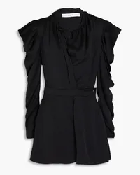 IRO Playsuit aus glänzendem Crêpe mit Raffung Schwarz