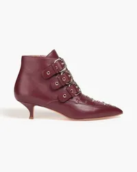 RED Valentino Ankle Boots aus Leder mit Nieten Burgunderrot