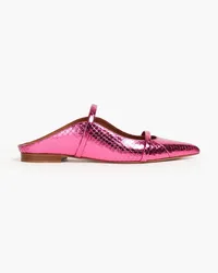 Malone Souliers Maureen flache Schuhe mit spitzer Kappe aus Leder mit Schlangeneffekt inMetallic-Optik Pink