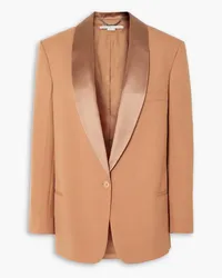 Stella McCartney Blazer aus Woll-Twill mit Satinbesatz Neutral