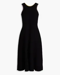 Victoria Beckham Midikleid aus Bouclé aus einer Baumwollmischung mit Cut-outs Schwarz