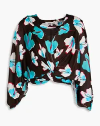 Diane von Furstenberg Fran Cropped Oberteil aus Jersey mit floralem Print Braun