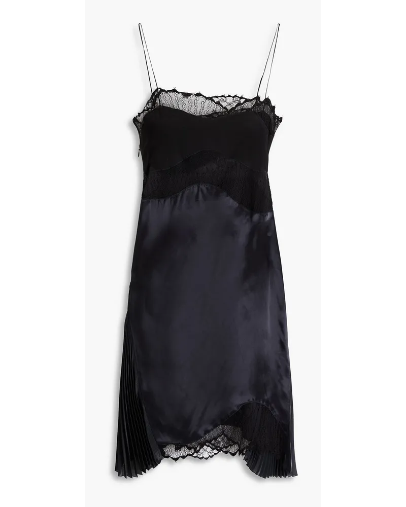 Victoria Beckham Cami lace-paneled satin mini dress Schwarz