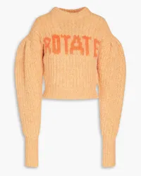 ROTATE Birger Christensen Adley Pullover aus einer gerippten Wollmischung mit Intarsienmuster Orange