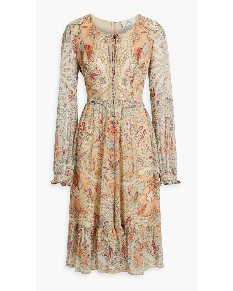 Etro Kleid aus Seidenchiffon mit Schnürung und Paisley-Print Bunt