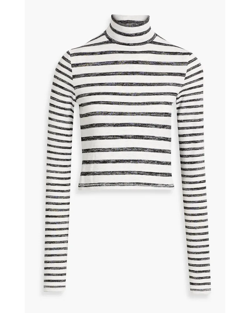 Rag & Bone Gestreifter Rollkragenpullover Aus Stretch Strick Grau