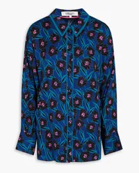 Diane von Furstenberg Alona Hemd aus Crêpe mit floralem Print Blau