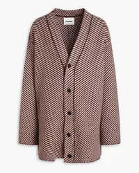 Jil Sander Gestreifter Cardigan aus Bouclé-Strick aus Wolle Braun