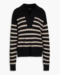 Rag & Bone Bridget gestreifter Pullover aus einer Wollmischung mit Polokragen Schwarz