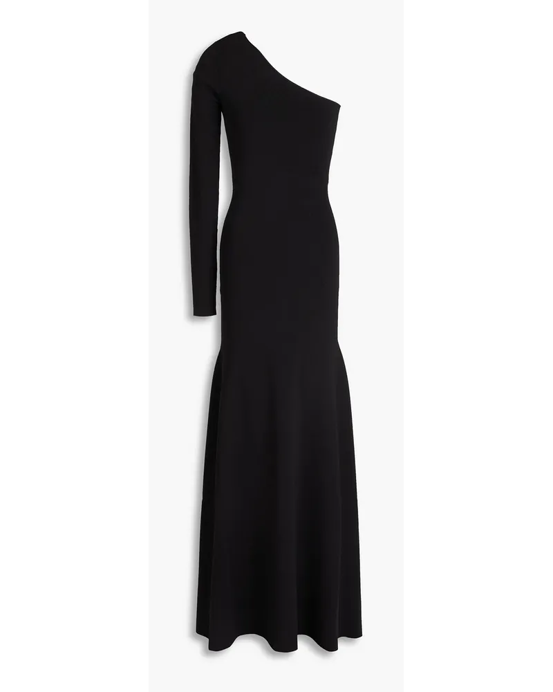 Victoria Beckham Maxikleid aus Stretch-Strick mit asymmetrischer Schulterpartie Schwarz