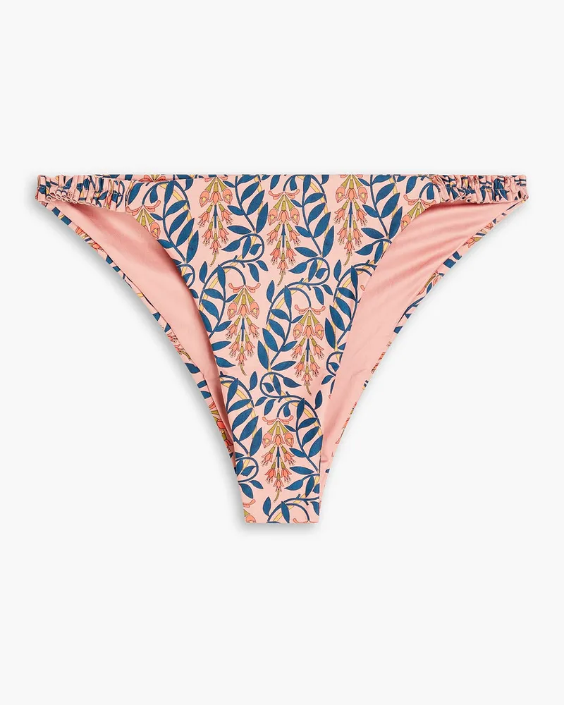 AGUA BENDITA Halbhohes Bikini-Höschen mit floralem Print Orange