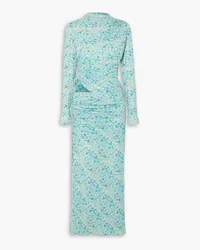 SIEDRES Arni Maxikleid aus Jersey mit floralem Print und Cut-outs Blau