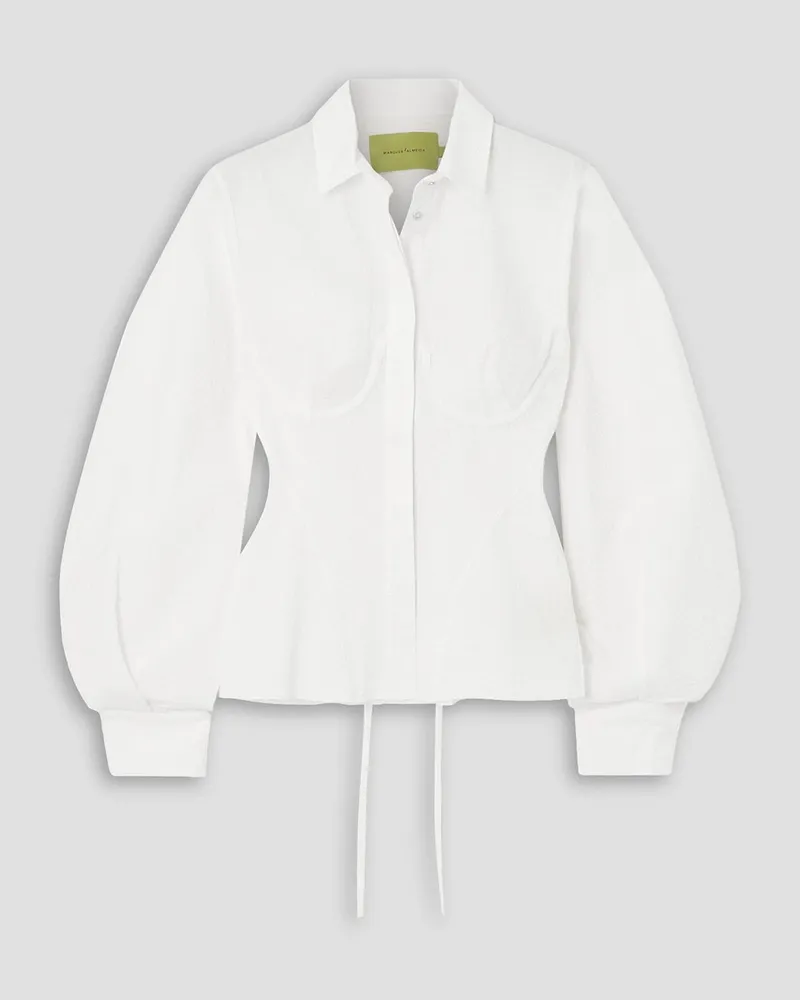 Marques ' Almeida Lace-up textured-cotton shirt Weiß