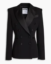 Moschino Blazer aus Grain de Poudre aus Wolle mit Applikationen Schwarz