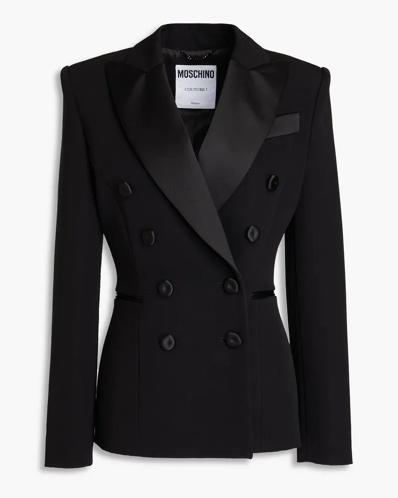 Moschino Blazer aus Grain de Poudre aus Wolle mit Applikationen Schwarz