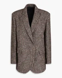 Brunello Cucinelli Blazer aus Bouclé-Tweed aus einer Wollmischung mit Gingham-Karo Braun