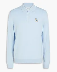 Kitsuné Polo-Pullover aus Wolle mit Logoapplikation Blau