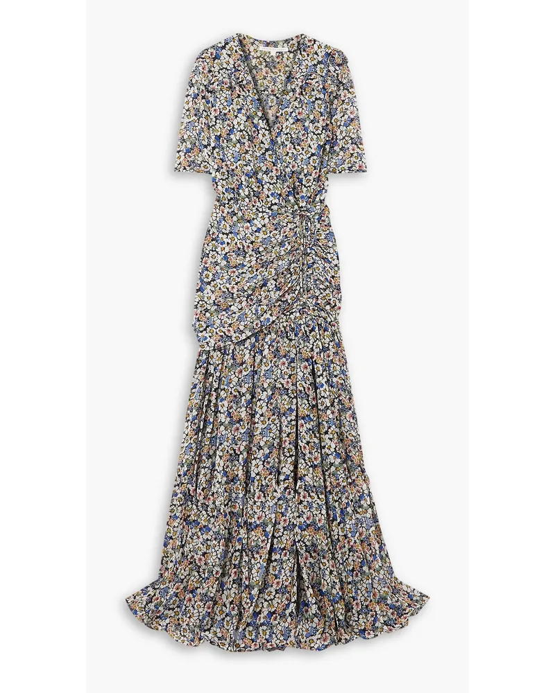 Veronica Beard Mick Maxikleid aus Seidenchiffon mit floralem Print Blau