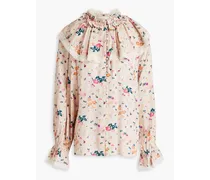 Mayla Hemd aus Crêpe de Chine mit floralem Print und Rüschen