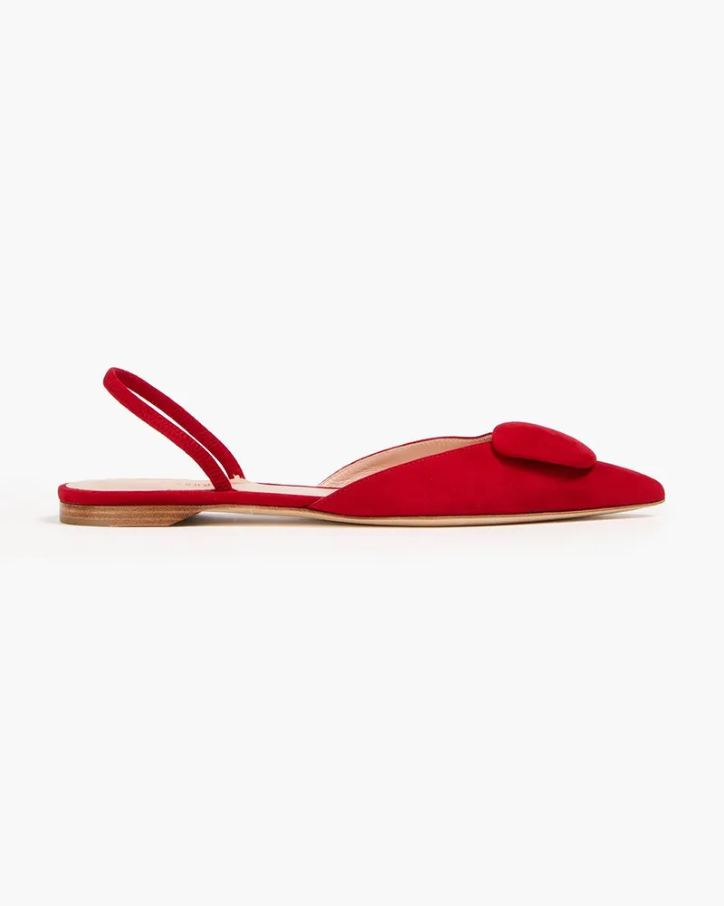 Rupert Sanderson Sabine flache Slingback-Schuhe mit spitzer Kappe aus Veloursleder mit Verzierung Rot