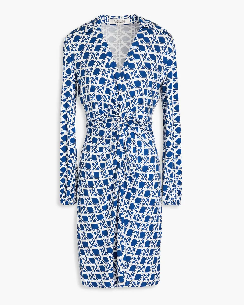 Diane von Furstenberg Chuck bedrucktes Minikleid aus Jersey mit Twist-Detail Blau