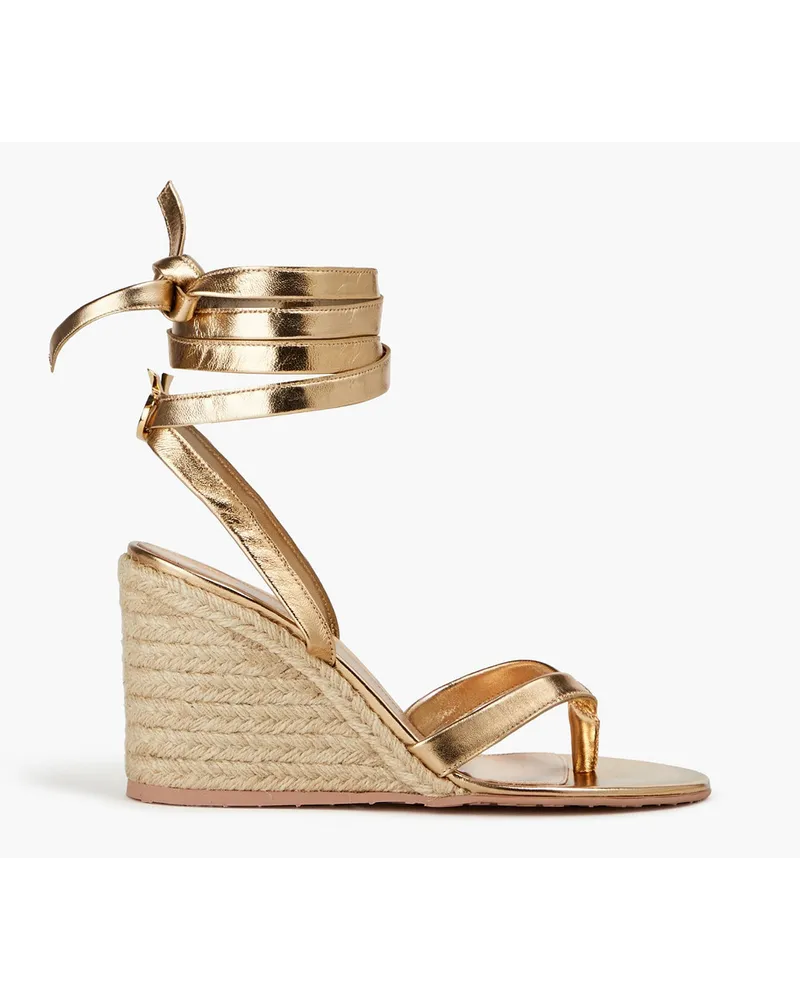 Gianvito Rossi Ribbon Beachclub Espadrille-Wedges aus -Leder Metallic