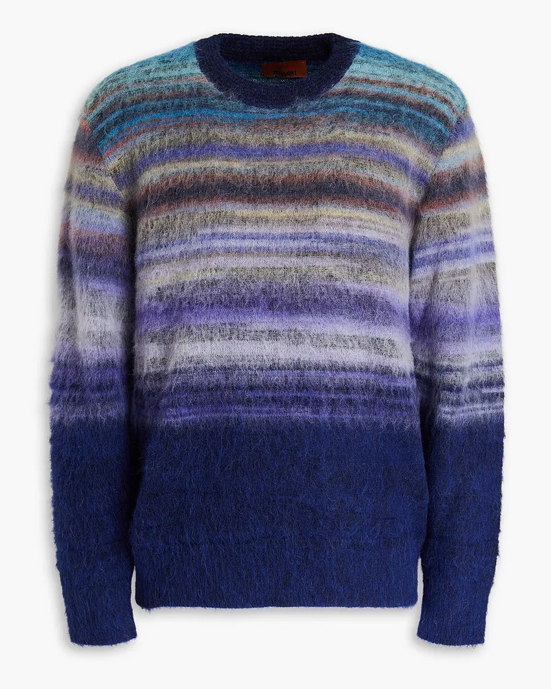 Missoni Gebürsteter Strickpullover mit Streifen Blau