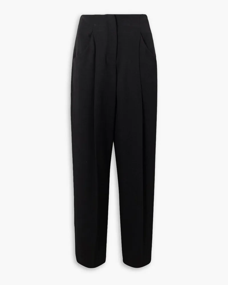 TOD'S Pleated wool-twill tapered pants Schwarz