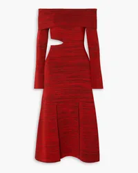 Proenza Schouler Schulterfreies Midikleid aus Stretch-Strick mit Cut-out Rot