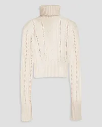 Rag & Bone Elizabeth Rollkragenpullover aus einer Woll-Baumwoll-Alpakamischung mit Zopfstrickmuster Weiß