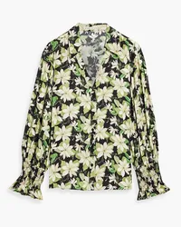 Alice + Olivia Alice OliviaJulius Bluse aus glänzendem Twill mit floralem Print Grün