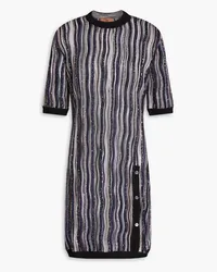 Missoni Mini-Strickkleid inHäkeloptik mit Streifen und Pailletten Schwarz