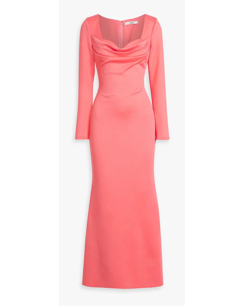 Badgley Mischka Robe aus Scuba mit Drapierung Orange