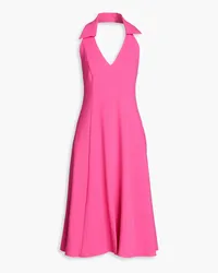 Black Halo Lathan Neckholder-Midikleid aus Crêpe Pink