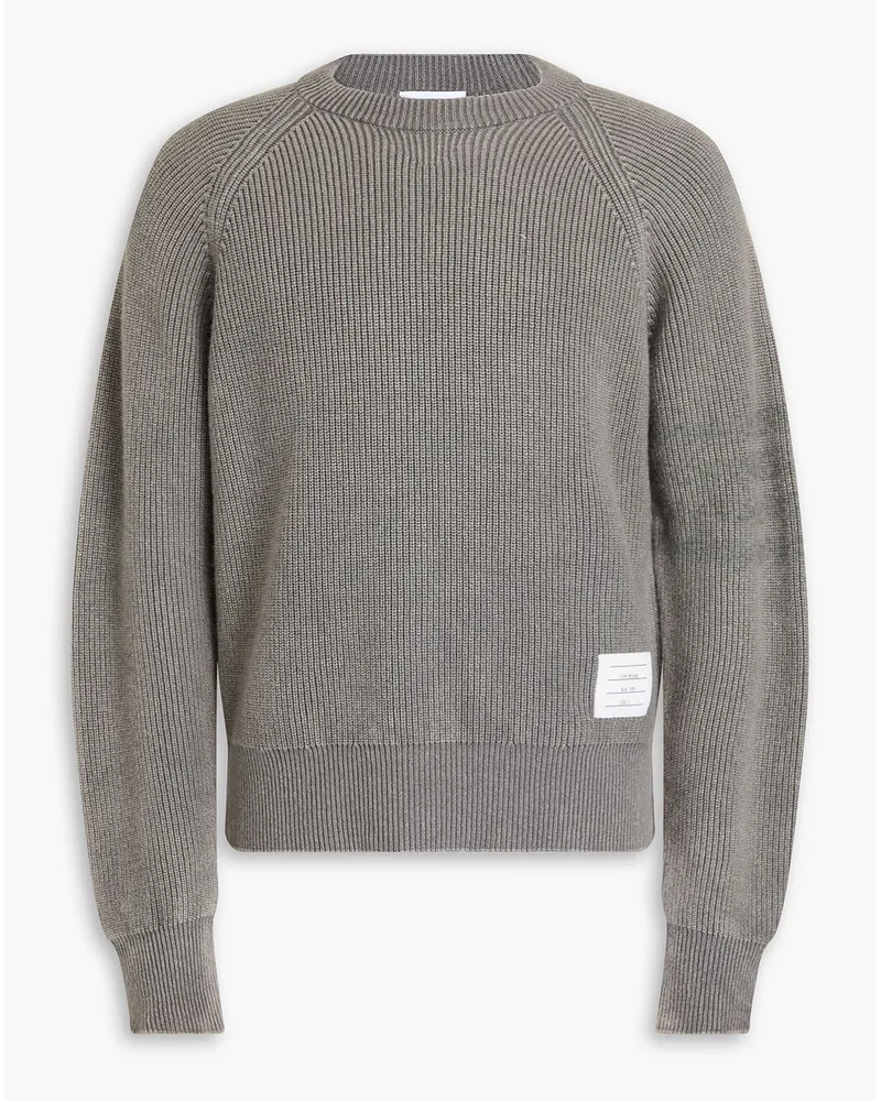 Thom Browne Gerippter Pullover aus Kaschmir Grau