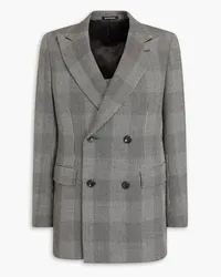 Emporio Armani Doppelreihiger Blazer aus Wolle mit Glencheck-Muster Schwarz