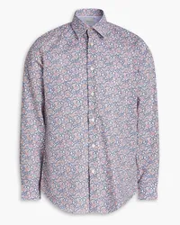 Paul Smith Hemd aus Baumwollpopeline mit floralem Print Blau