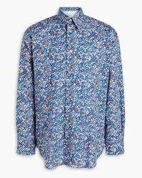 Paul Smith Hemd aus Baumwollpopeline mit floralem Print Blau