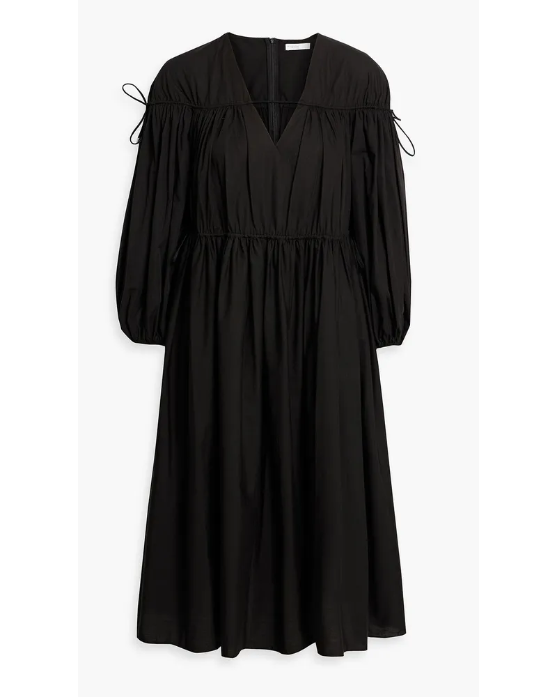 Rosetta Getty Gerafftes Kleid aus Baumwollpopeline Schwarz