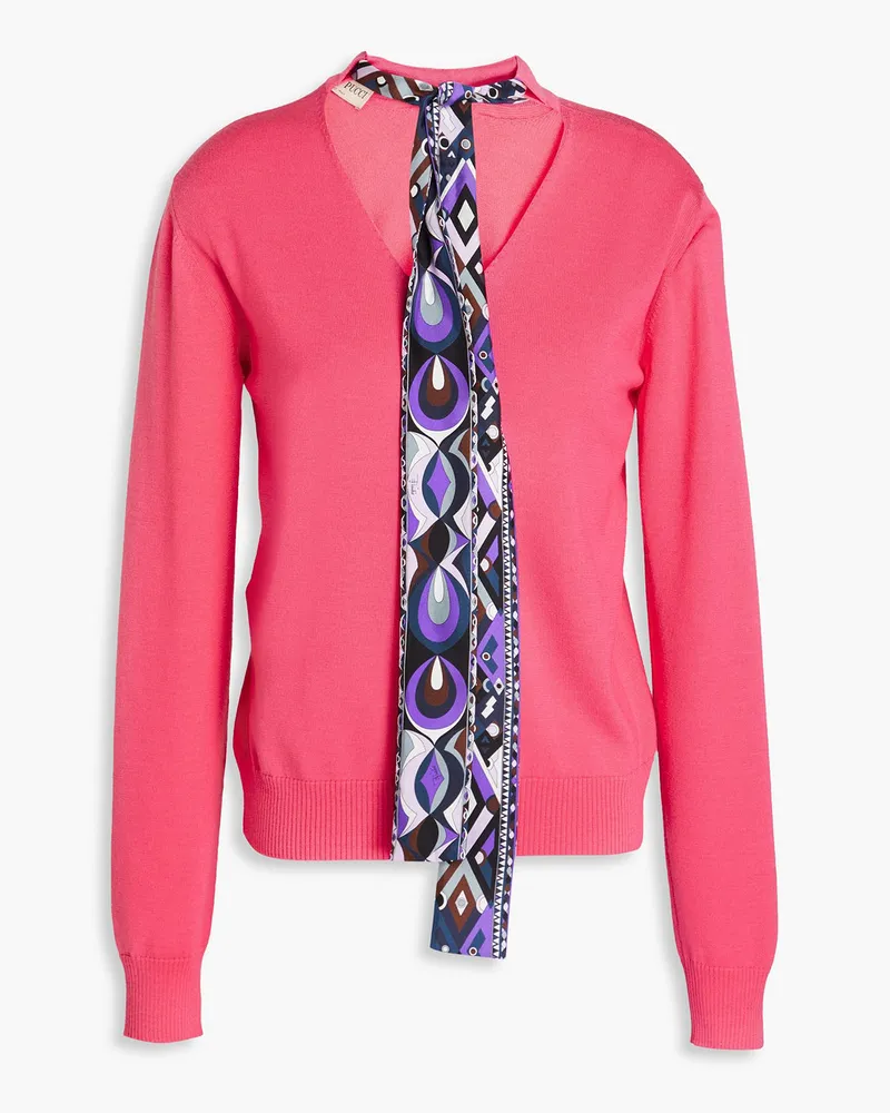 Emilio Pucci Wollpullover mit Cut-outs und Schluppe Pink