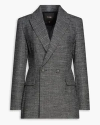 Maje Doppelreihiger Blazer aus Tweed mit Hahnentrittmuster Grau