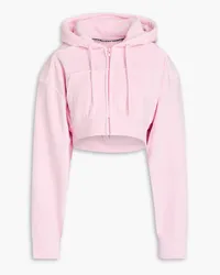 Alexander Wang Cropped Hoodie aus Chenille aus einer Baumwollmischung mit Reißverschluss Pink