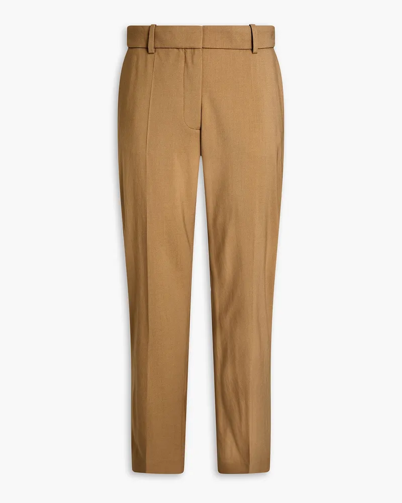 Joseph Coleman Cropped Hose mit schmalem Bein aus Twill aus einer Wollmischung Braun