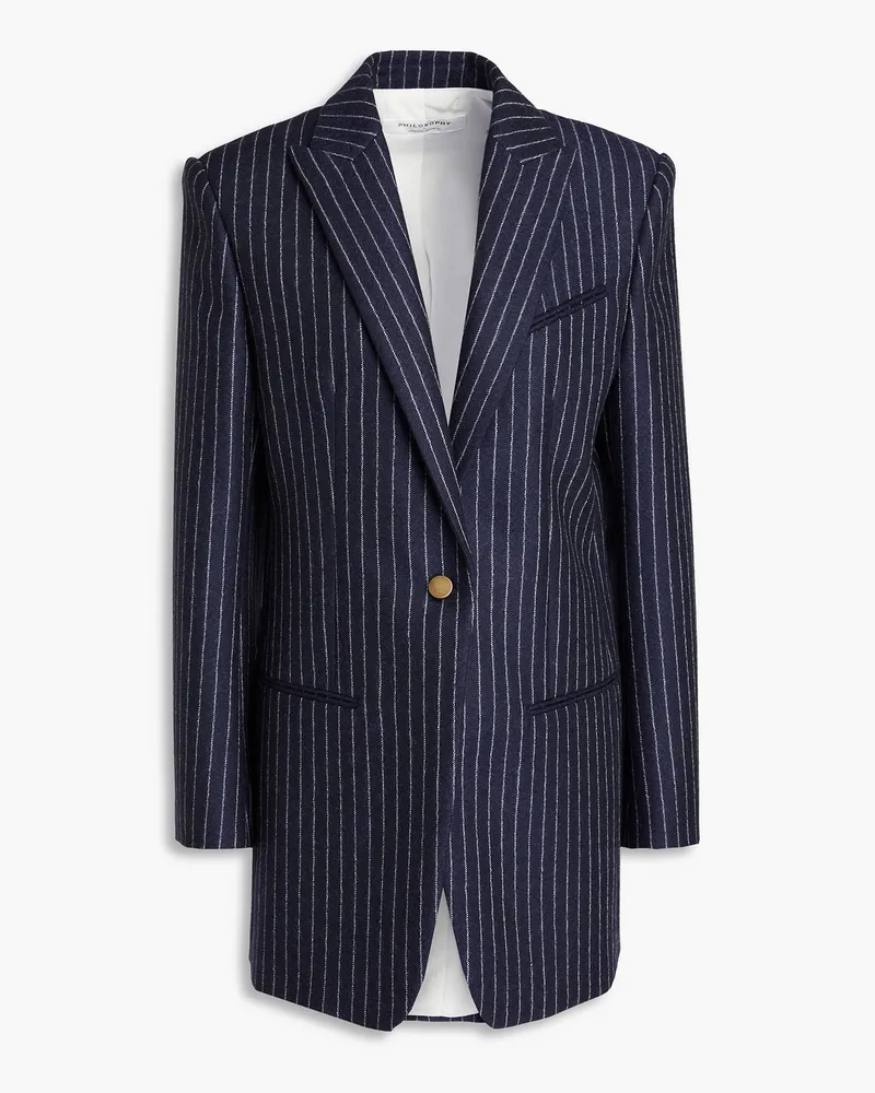 Philosophy Di Lorenzo Serafini Blazer aus gebürstetem Woll-Twill mit Nadelstreifen Blau