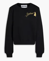 Moschino Sweatshirt aus Baumwollfrottee mit Print Schwarz