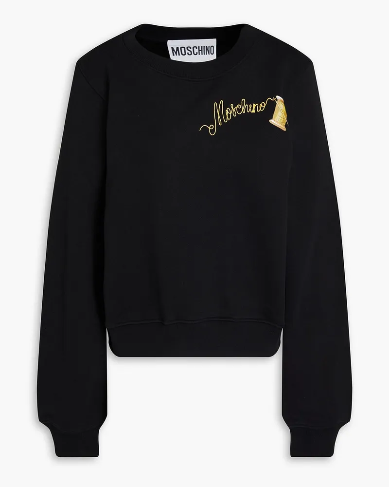 Moschino Sweatshirt aus Baumwollfrottee mit Print Schwarz