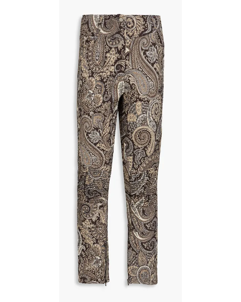 Etro Kick-flare-Hose aus einer Baumwollmischung mit Paisley-Print Braun