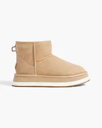 Australia Luxe Heritage X Short Ankle Boots aus Veloursleder mit Shearling-Futter und Plateau Neutral