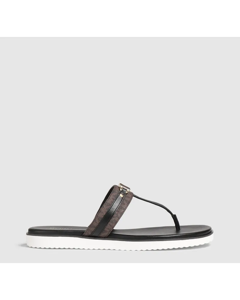 Michael Kors Farrah Sandalen aus strukturiertem Kunstleder mit Print Schwarz